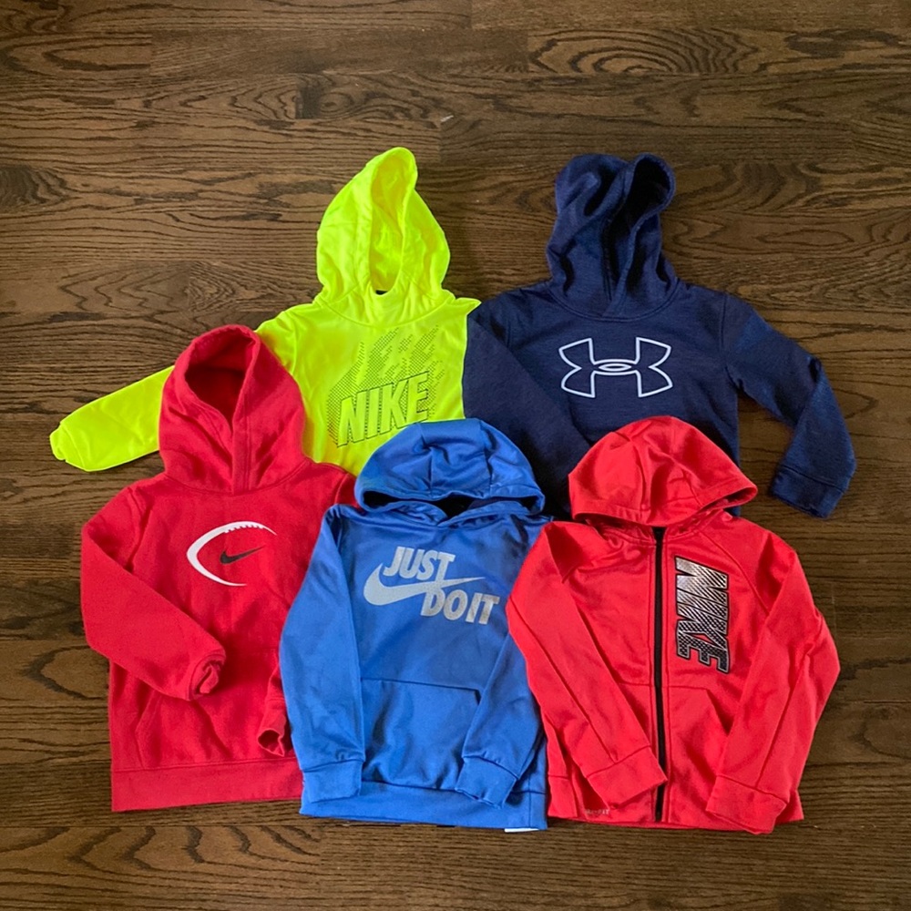 Boys size 6 Athletic Hoodie Sweatshirt bundle Nike and Under Armour